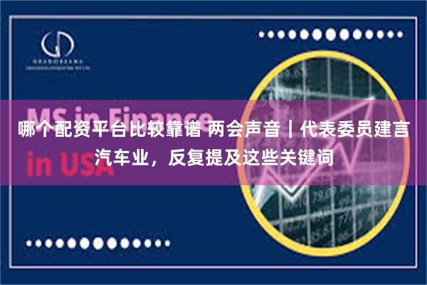 哪个配资平台比较靠谱 两会声音｜代表委员建言汽车业，反复提及这些关键词