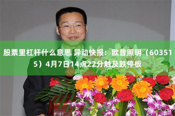 股票里杠杆什么意思 异动快报：欧普照明（603515）4月7日14点22分触及跌停板