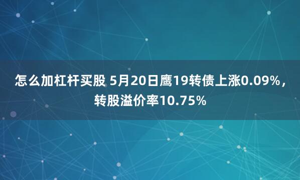 怎么加杠杆买股 5月20日鹰19转债上涨0.09%，转股溢价率10.75%