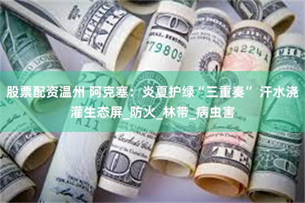 股票配资温州 阿克塞：炎夏护绿“三重奏” 汗水浇灌生态屏_防火_林带_病虫害